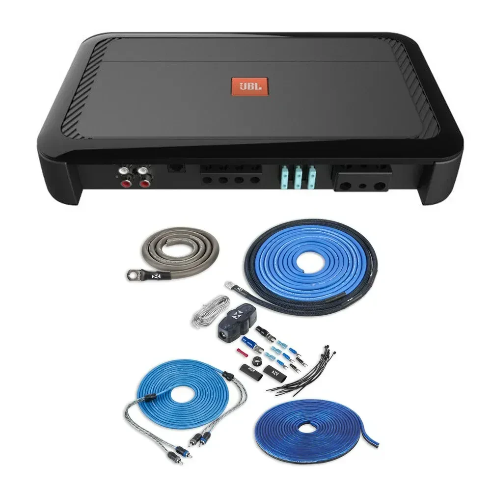 Автомобильный усилитель для сабвуфера JBL ClubA1000 600W, моноблок (набор, 2 шт.) с NVX 4 Gauge Amp Kit