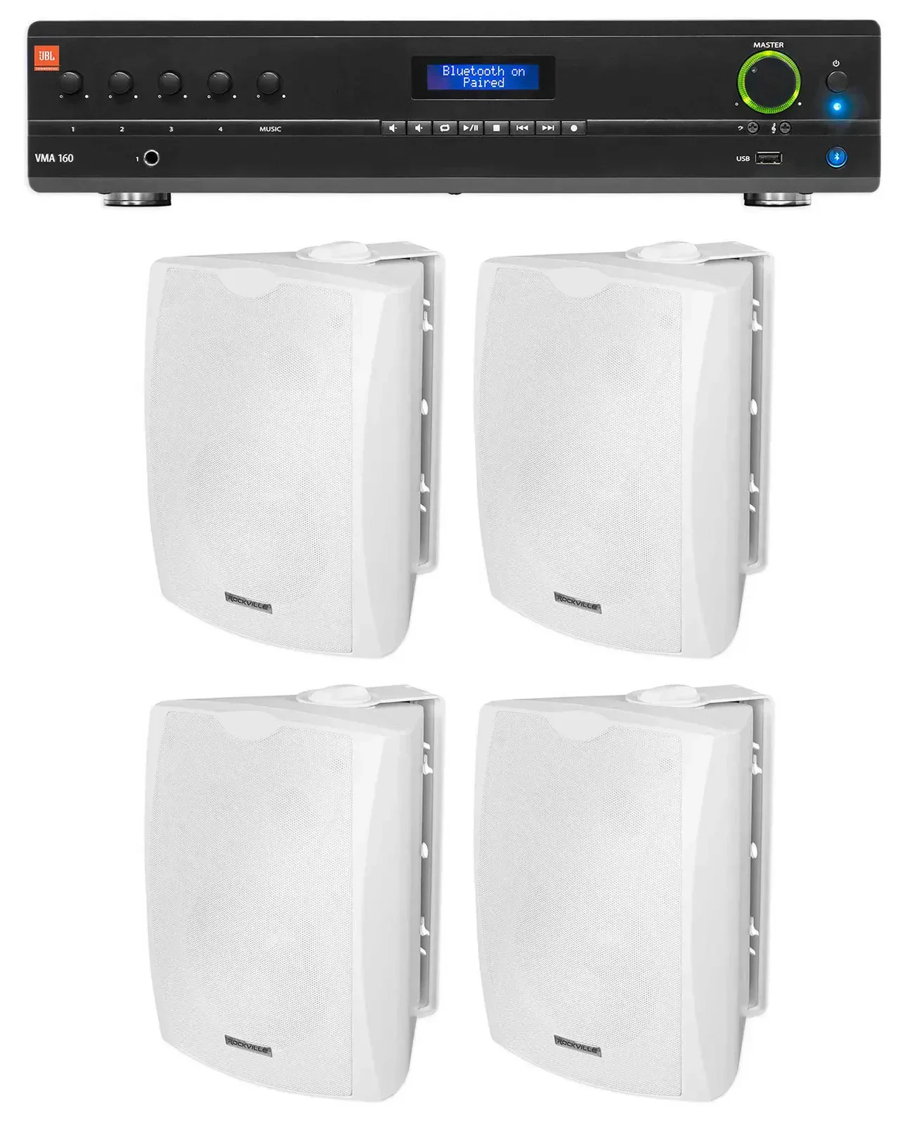 Настенная акустика JBL WET-5W White с усилителем (4 штуки)