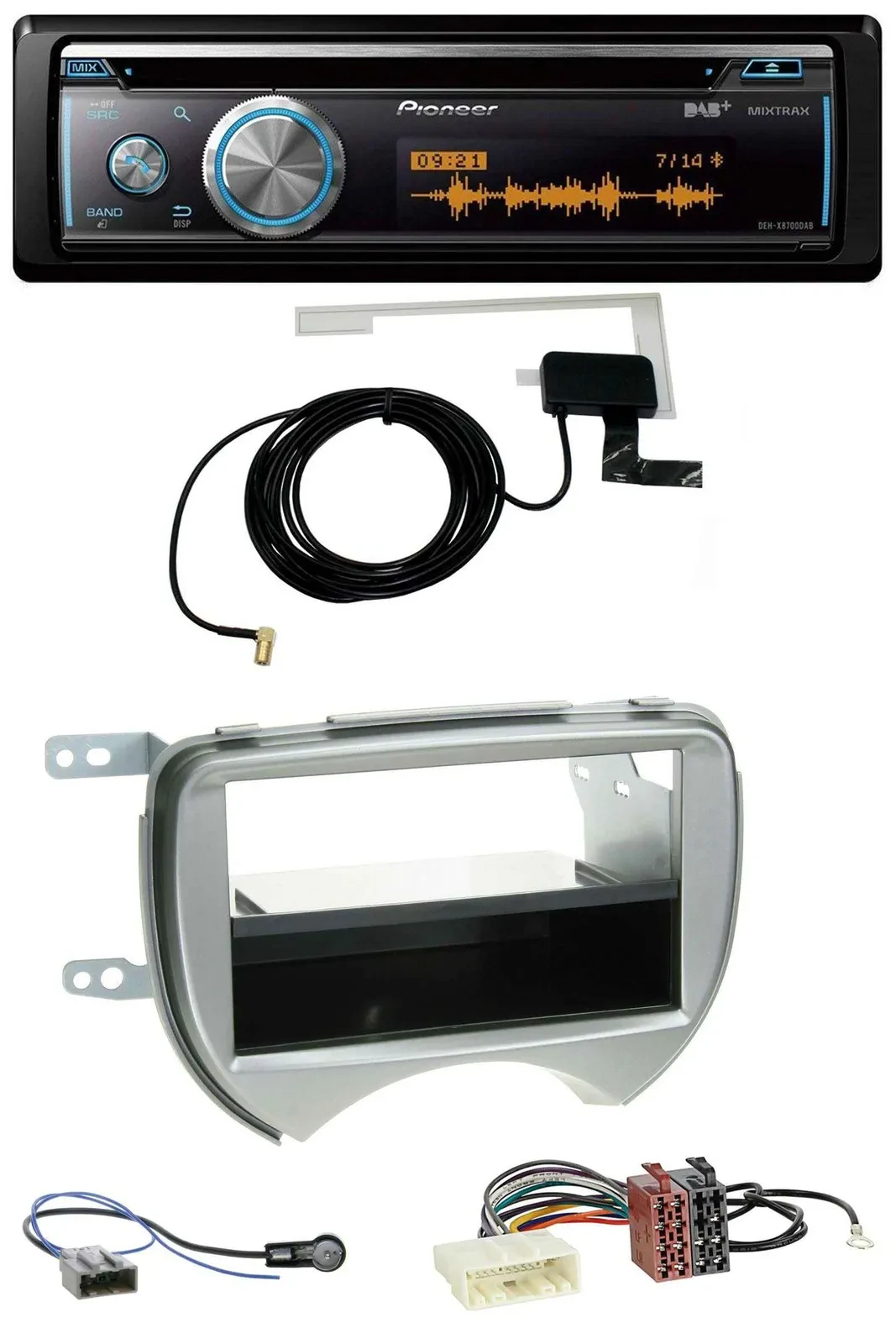 Автомагнитола для Nissan Micra (2010–2013 K13) Pioneer Bluetooth DAB MP3 USB CD серебристая