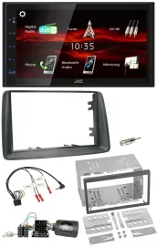 Автомагнитола для Fiat Panda 2007–2012 JVC 2 DIN USB Bluetooth DAB серый