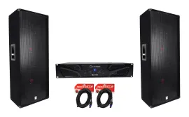 Crown Pro XLi1500 2 Channel DJ/PA Power Amplifier + (2) Dual 15” 3-Way Speakers