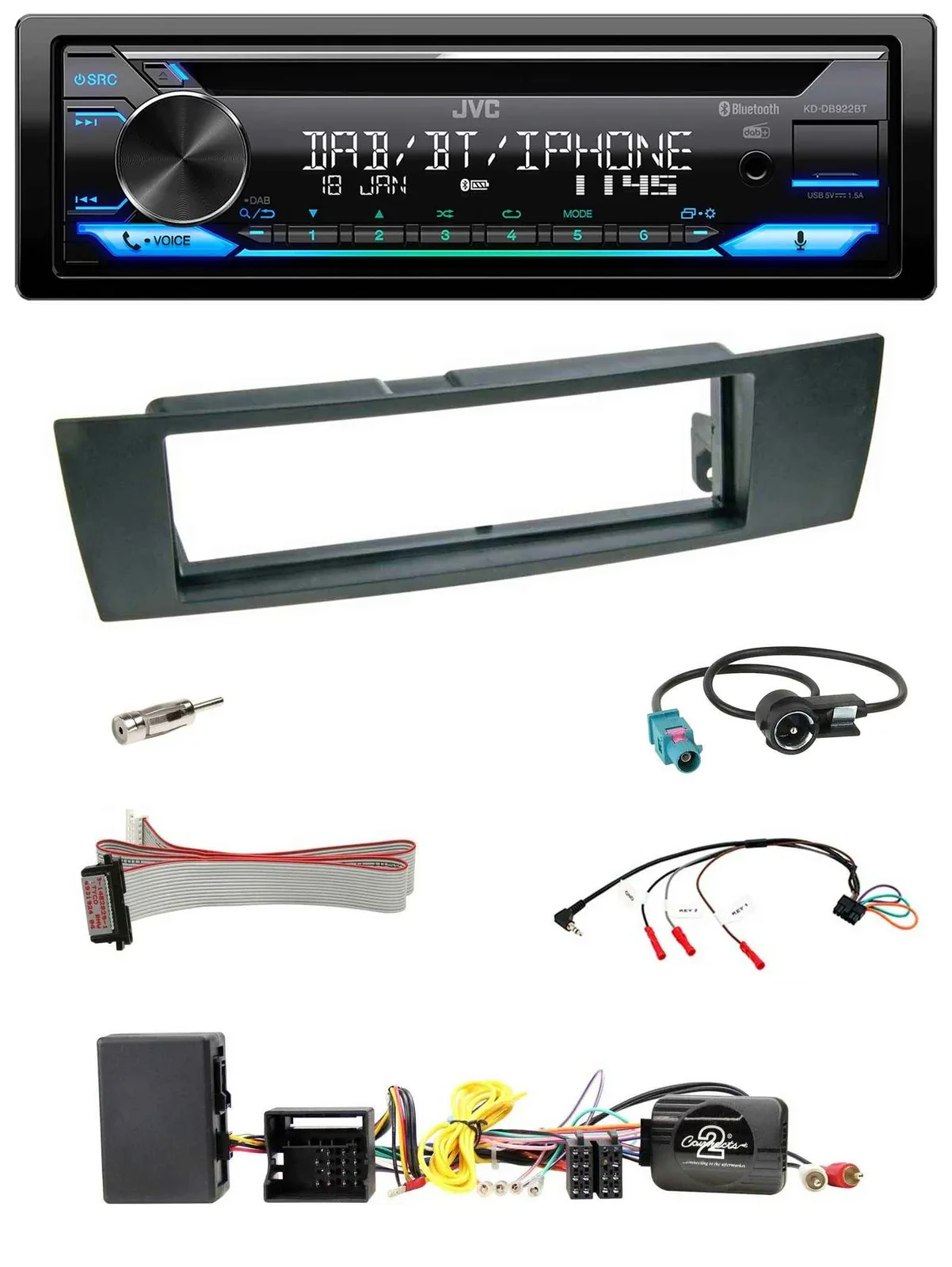 JVC Bluetooth Lenkrad USB DAB CD Autoradio für BMW 1er E87 2004-2013 Aktiv