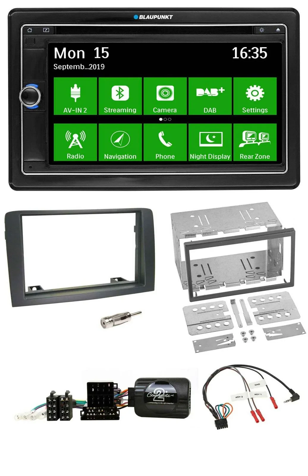 Автомагнитола для Fiat Idea (2006–2012) Blaupunkt 2DIN, Bluetooth, DAB, USB, TMC навигация, поддержка кнопок на руле