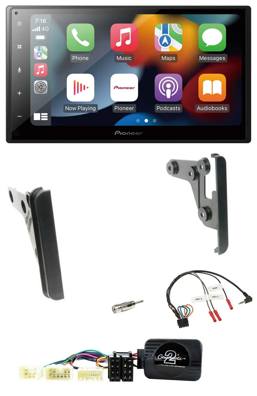 Автомагнитола для Toyota Yaris (2007–2010) Pioneer 2DIN, DAB, Bluetooth, USB, поддержка кнопок на руле