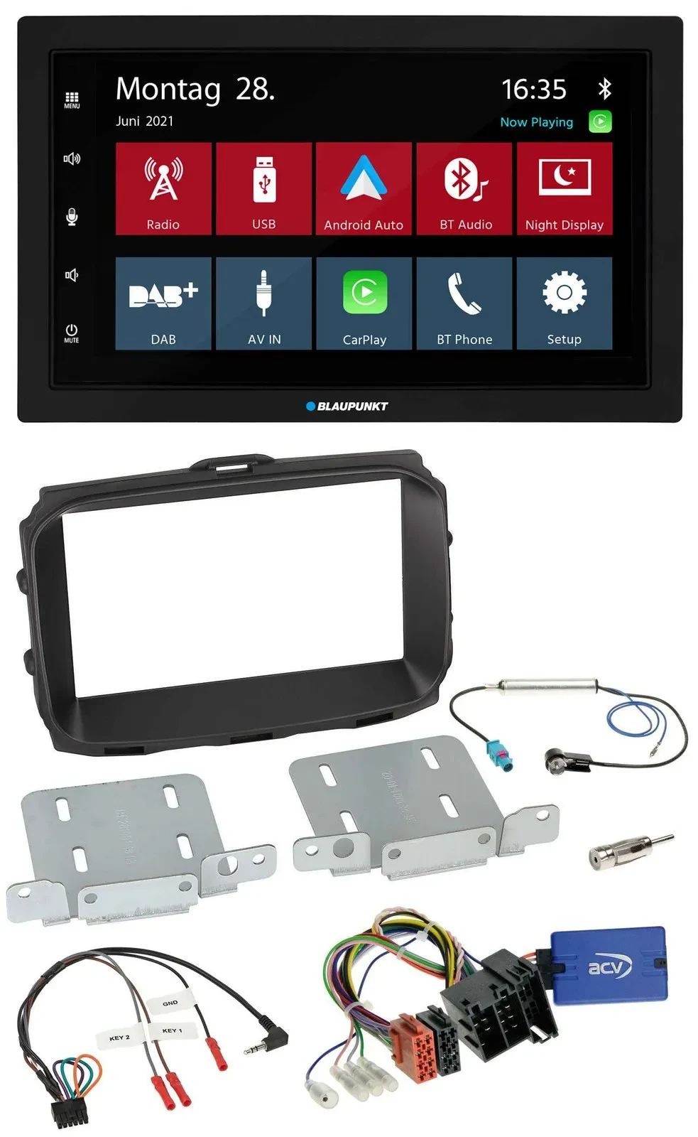 Автомагнитола Blaupunkt 2DIN, Bluetooth, DAB, USB, поддержка управления на руле для Alfa Romeo Giulietta (2013)