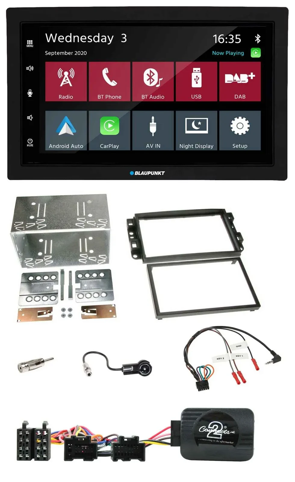 Blaupunkt 2DIN Lenkrad USB Bluetooth DAB Autoradio für Chevrolet Aveo Captiva 20
