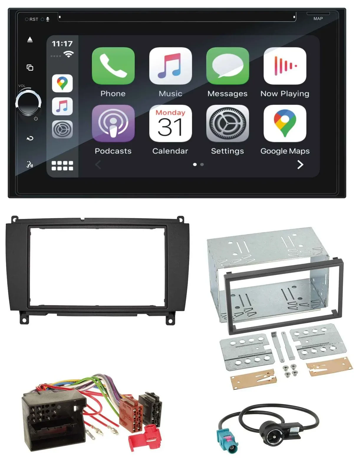 Blaupunkt 2DIN Bluetooth DAB USB DVD MP3 Autoradio für Mercedes CLK C209 A209 04