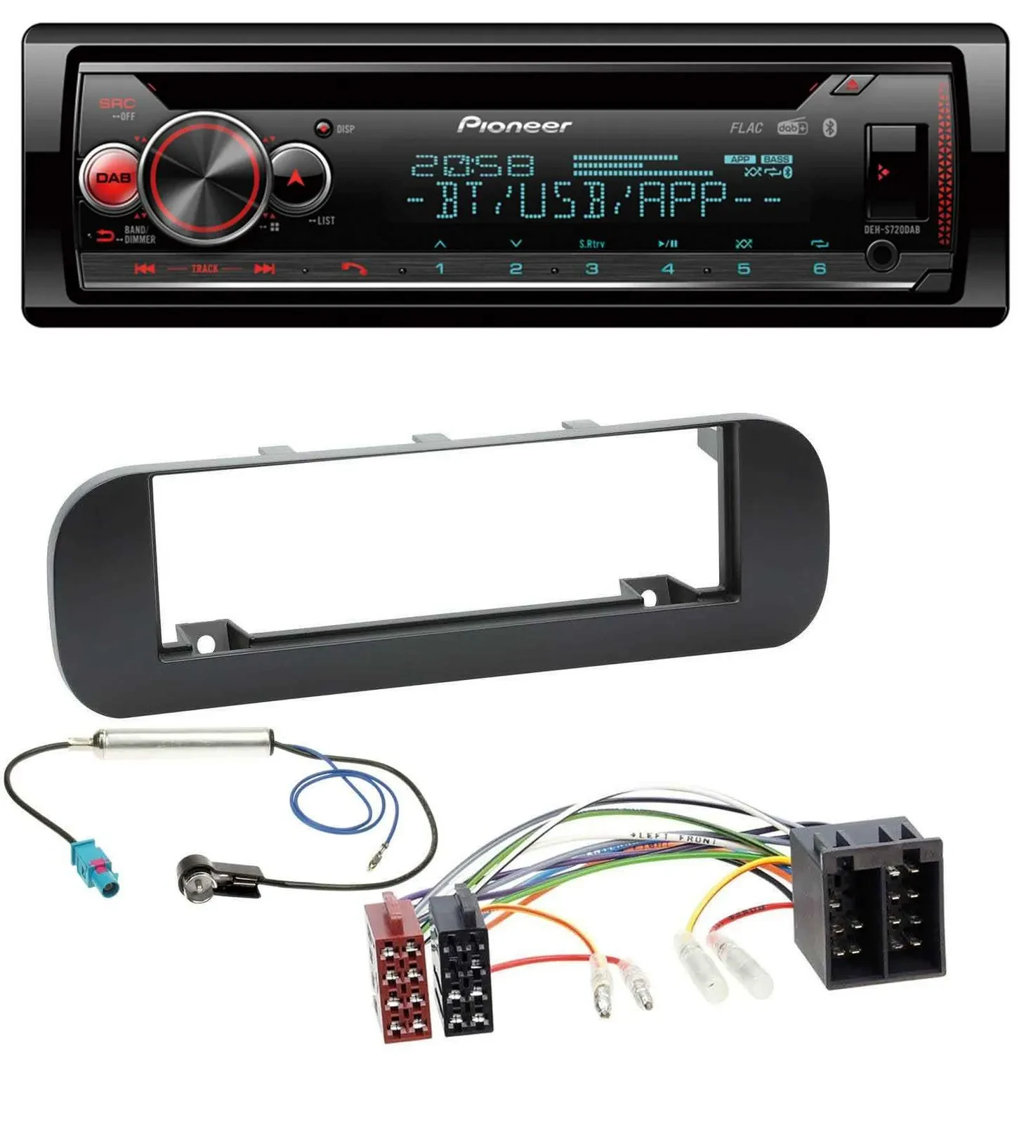 Pioneer MP3 DAB CD Bluetooth USB Autoradio für Fiat Panda (ab 2012) - schwarz