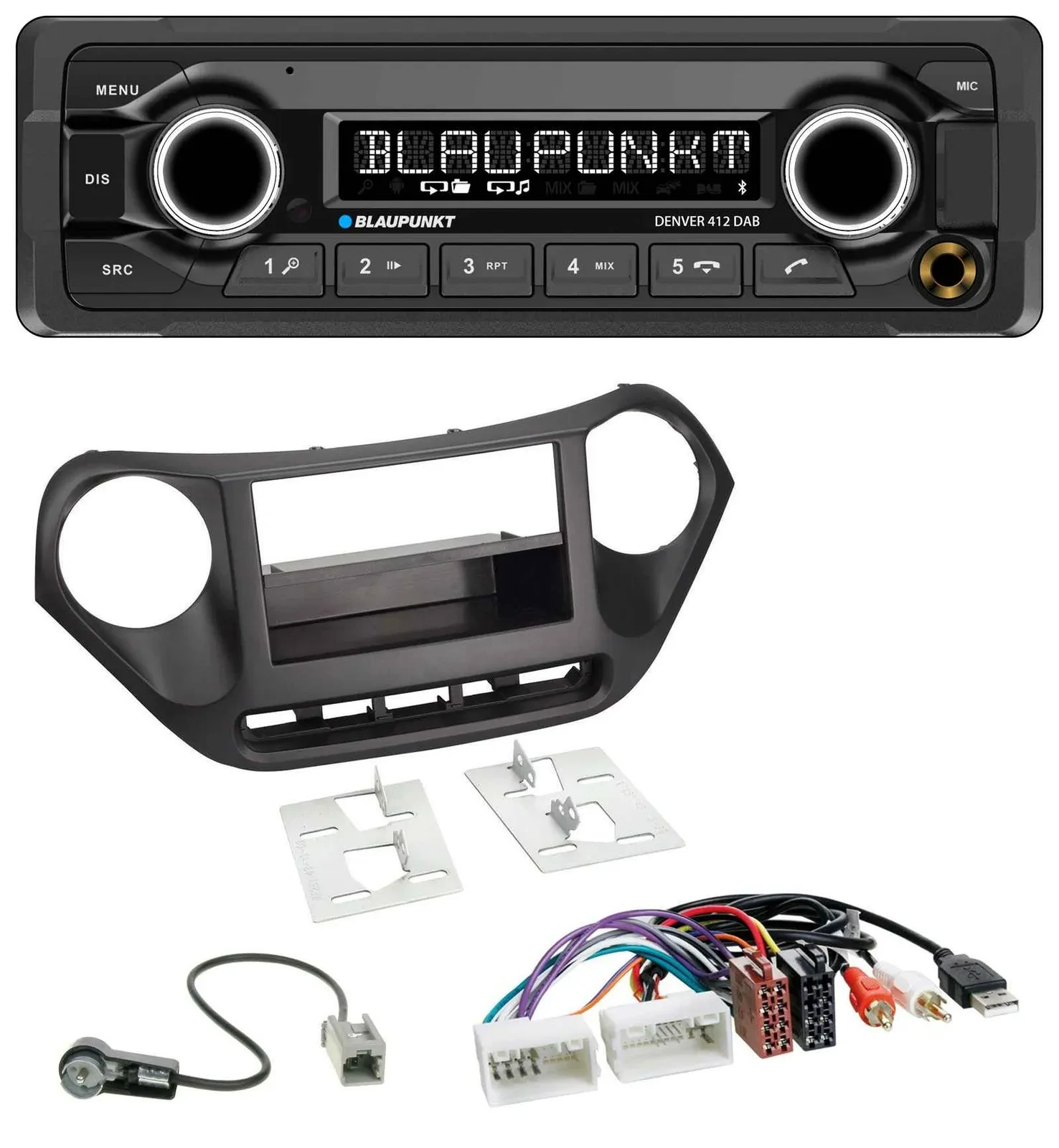 Blaupunkt Bluetooth DAB MP3 USB Autoradio für Hyundai i10 (ab 2013) AUX USB