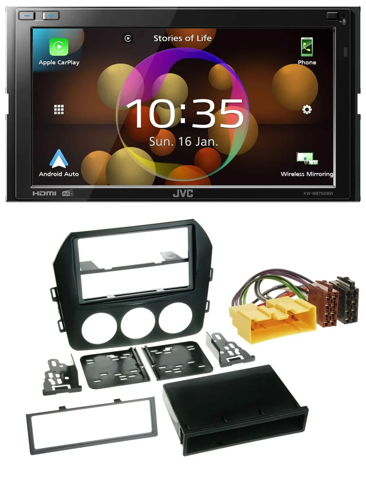 JVC DAB MP3 2DIN Bluetooth USB Autoradio für Mazda MX 5 (NC, ab 2008)