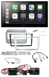 Автомагнитола Pioneer 2DIN Bluetooth DAB USB для Opel Corsa D матовый хром (с 2009 г.)