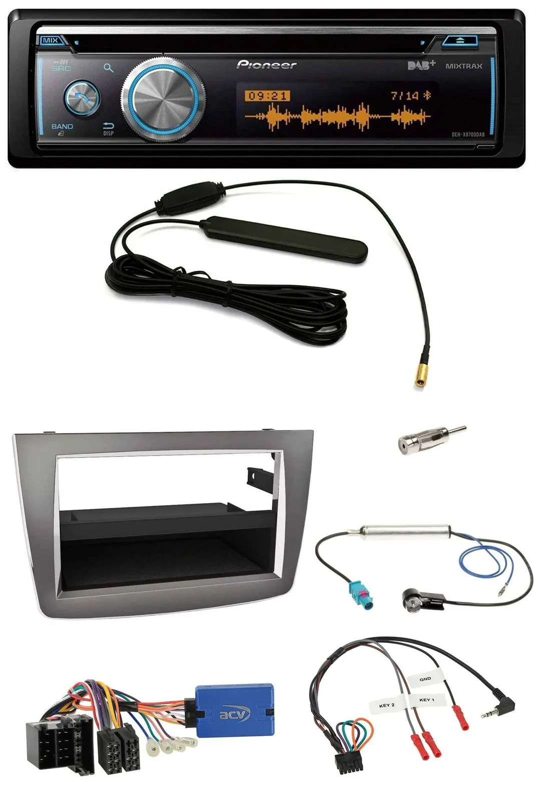 Автомагнитола Pioneer CD USB Bluetooth DAB для Alfa Romeo Mito (955) 2013–2018, ISO
