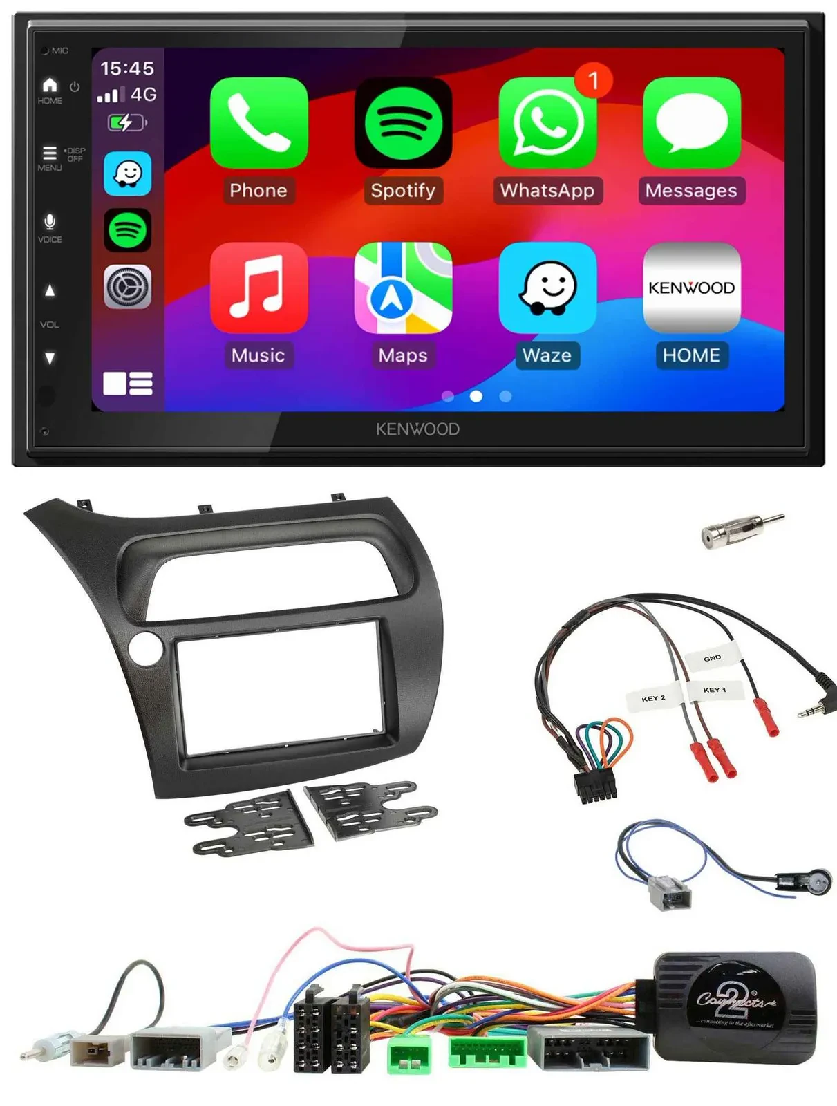 Kenwood Lenkrad USB DAB 2DIN Bluetooth Autoradio für Honda Civic 2006-2012