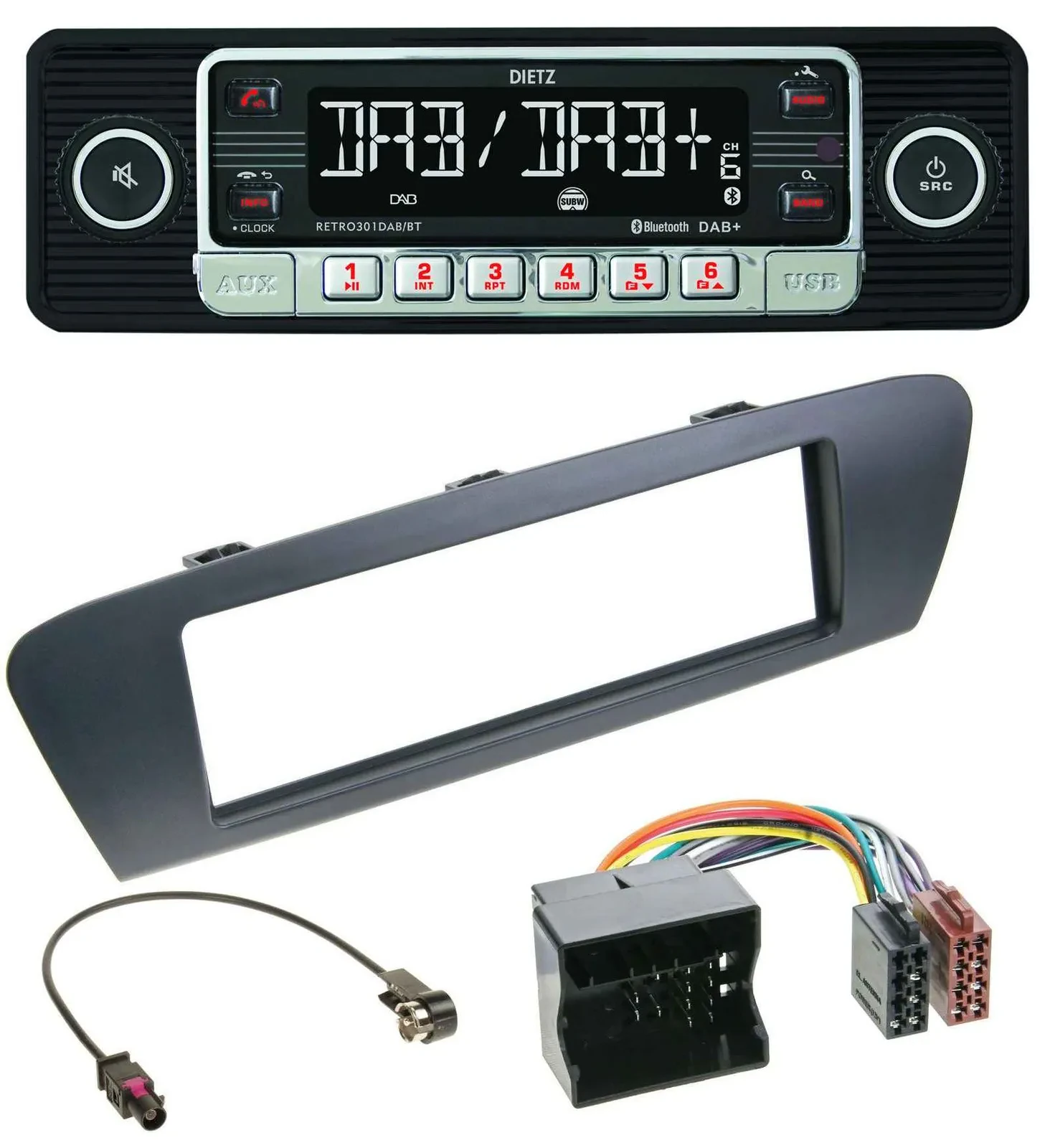 Dietz USB DAB MP3 Bluetooth Autoradio für Renault Scenic (ab 12) - grau