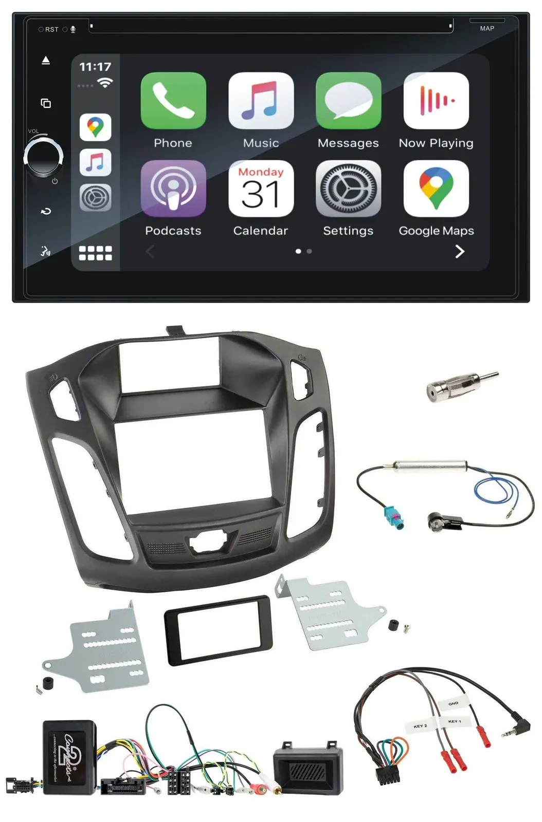 Blaupunkt USB DAB Bluetooth 2DIN TMC Lenkrad Navigation für Ford Focus 2011-2014