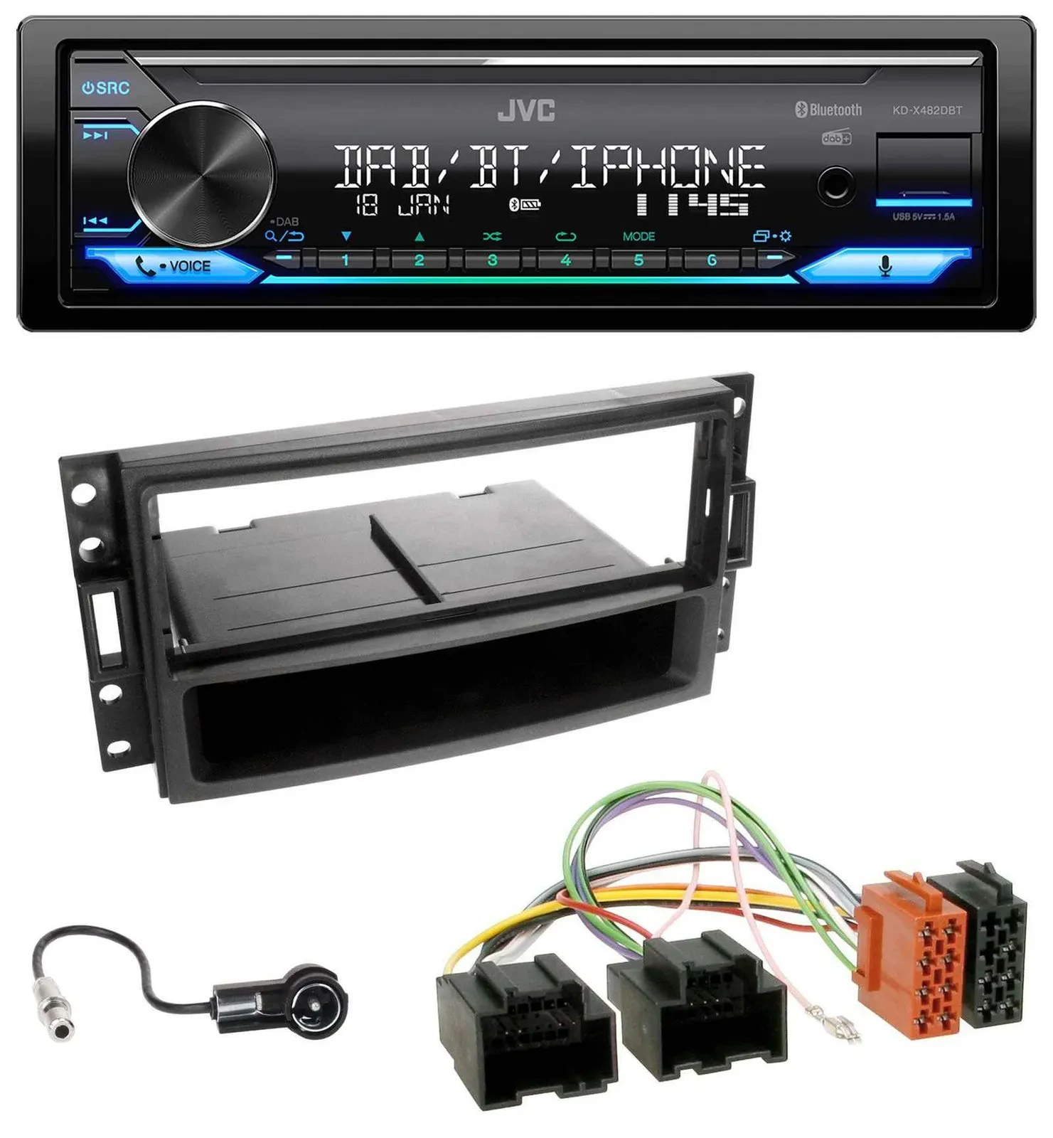 Автомагнитола для Chevrolet Corvette/Uplander 2005–2013 JVC Bluetooth, DAB, USB, MP3