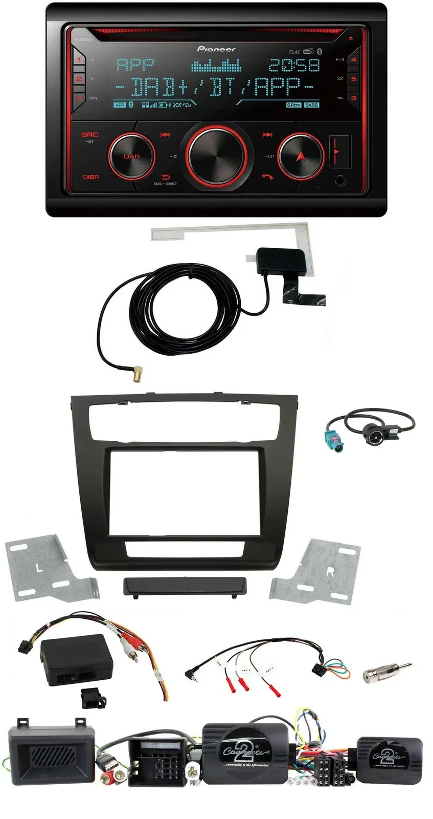 Pioneer 2DIN Lenkrad DAB USB CD Bluetooth Autoradio für BMW 1er Aktiv PDC aut. K