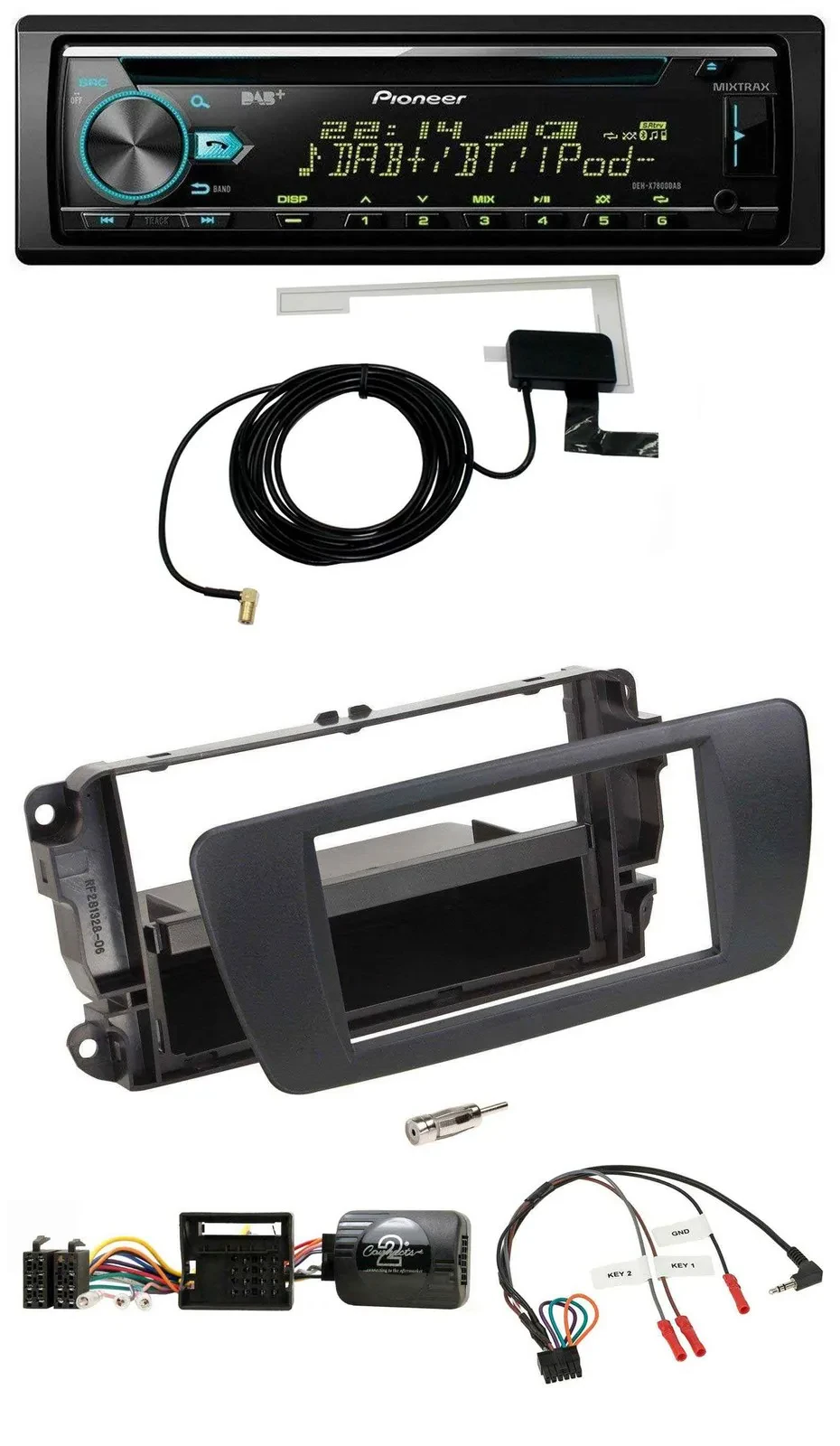 Pioneer MP3 Lenkrad CD USB DAB Autoradio für Seat Ibiza nitschwarz