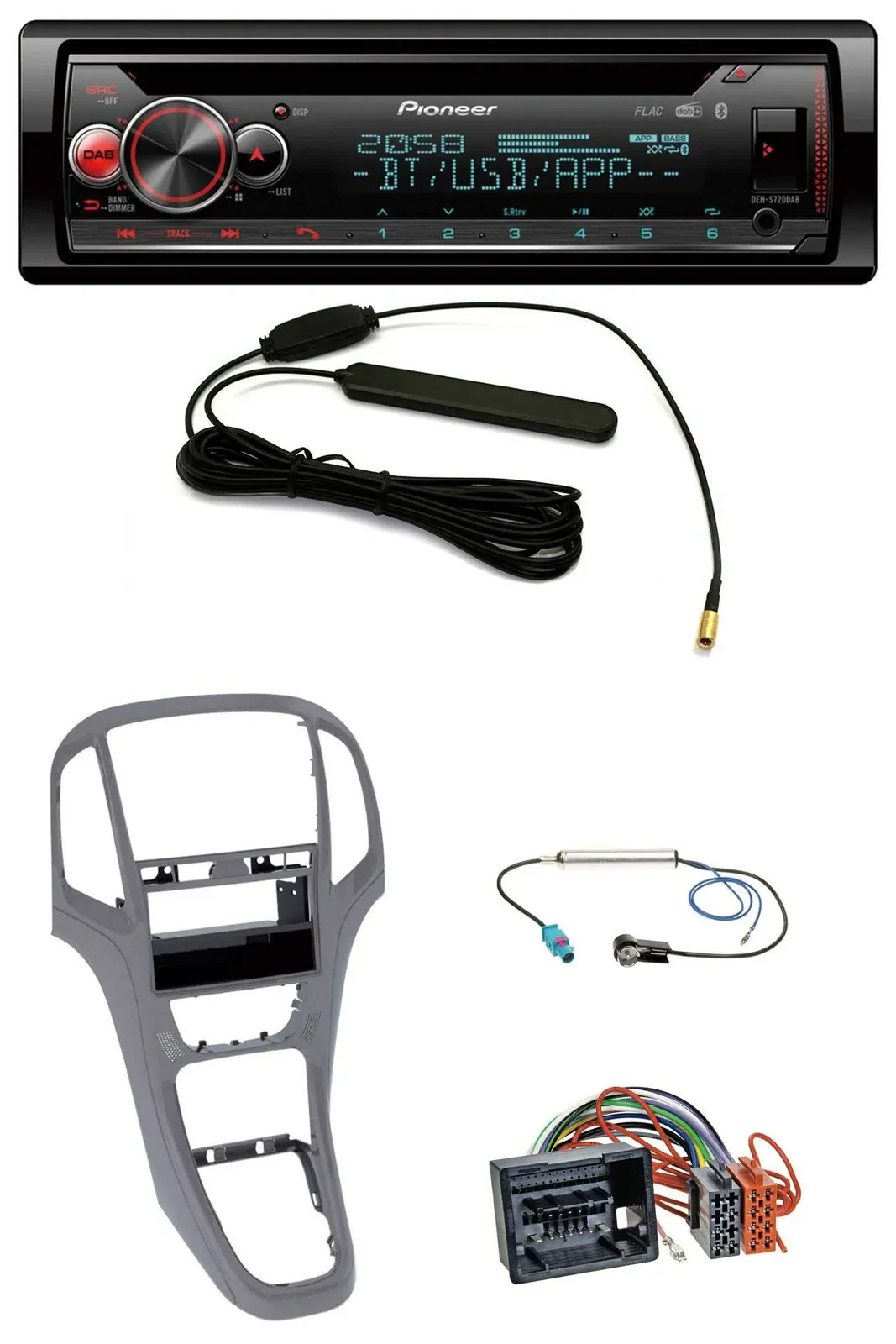 Автомагнитола Pioneer CD USB Bluetooth DAB MP3 для Opel Astra J (с 2009) титан серый