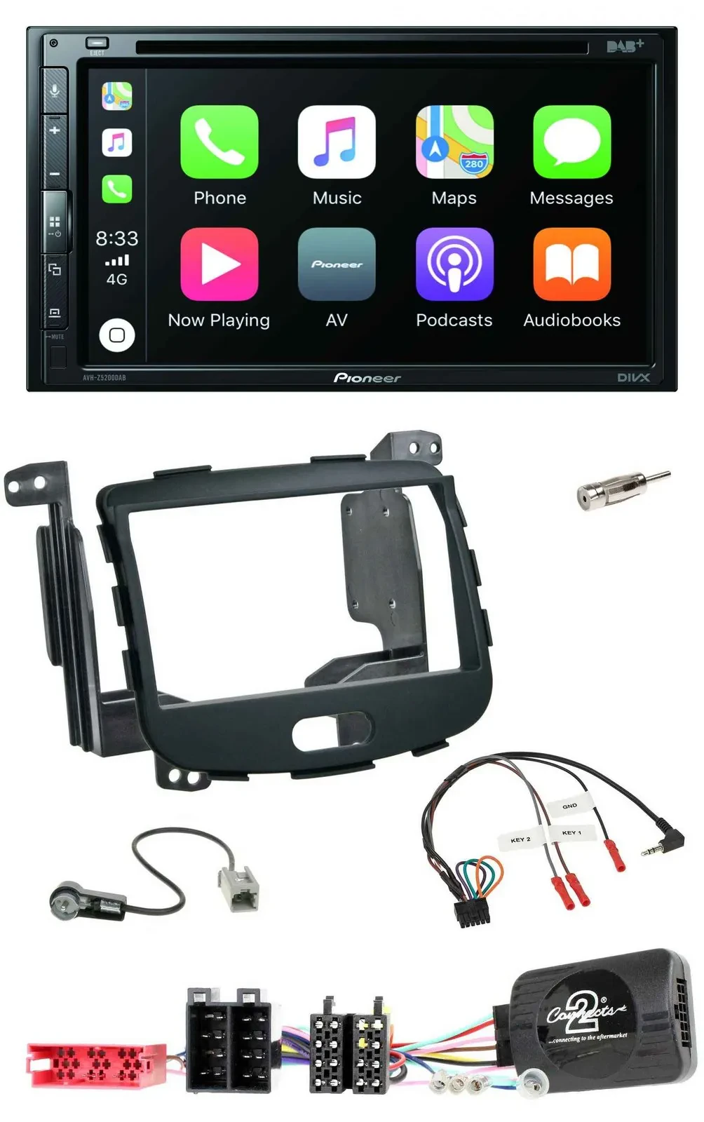 Pioneer DVD 2DIN Lenkrad DAB Bluetooth USB Autoradio für Hyundai i10 09-13 Rubbe