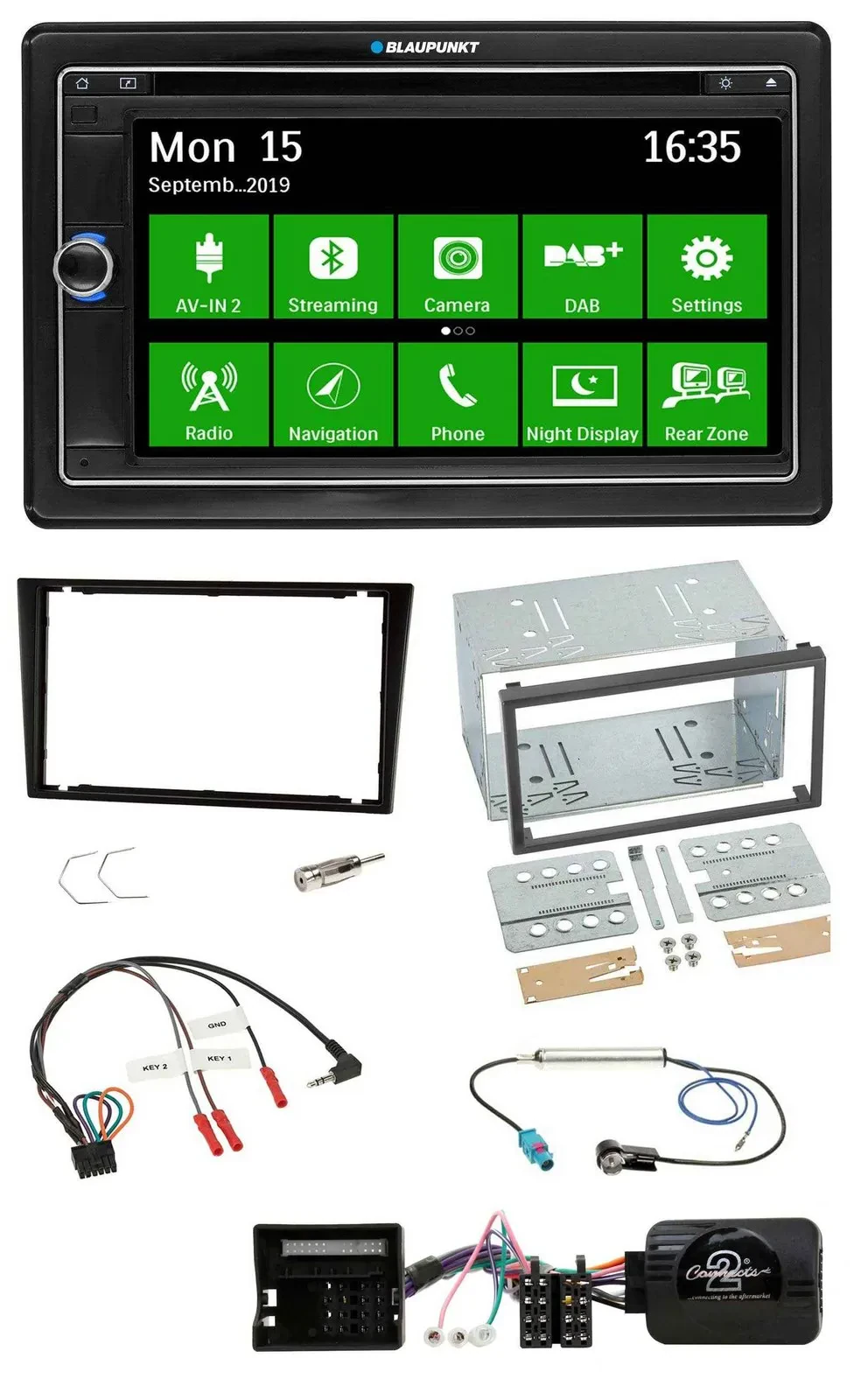 Blaupunkt Bluetooth 2DIN Lenkrad DAB USB TMC Navigation für Opel Corsa C schwarz