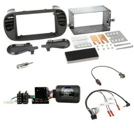 Einbauset Lenkradadapter Doppel DIN Autoradio für Fiat 500 08-15 soft touch