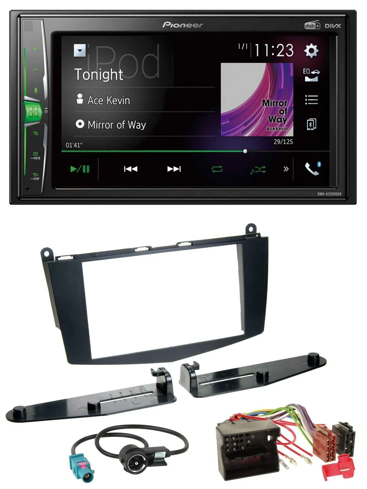 Pioneer 2DIN MP3 DAB USB Bluetooth Autoradio für Mercedes C-Klasse 07-11 ohne Ta