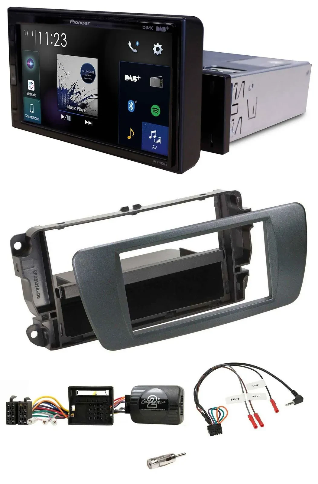 Автомагнитола Pioneer DAB Bluetooth USB для Seat Ibiza, чёрная