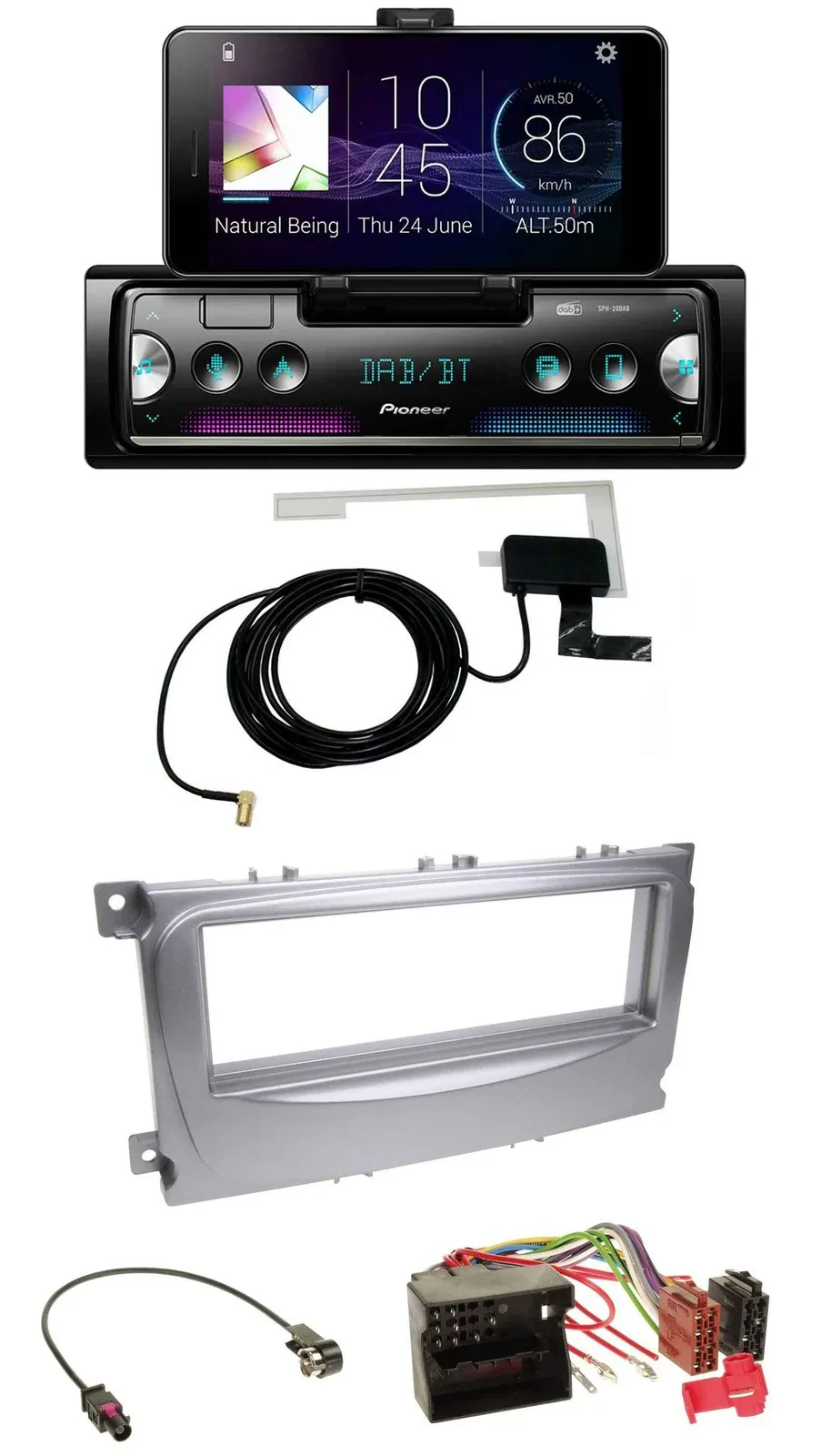 Pioneer DAB Bluetooth MP3 USB Autoradio für Ford Galaxy C-Max Focus ab 2007 silb