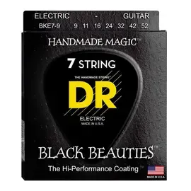 Струны для 7-струнной электрогитары DR Strings BKE7-9 Black Beauties 9-52