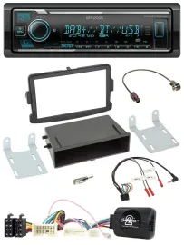 Kenwood Bluetooth Lenkrad DAB USB Autoradio für Dacia Logan Sandero ab 12 schwar