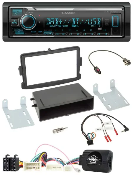Kenwood Bluetooth Lenkrad DAB USB Autoradio für Dacia Logan Sandero ab 12 schwar