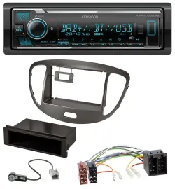 Автомагнитола для Hyundai i10 (2008–2013) Kenwood Bluetooth, MP3, DAB, USB тёмно-серый