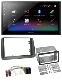 Pioneer USB Bluetooth DAB 2DIN MP3 Autoradio für Fiat Panda 2003-2012 grau