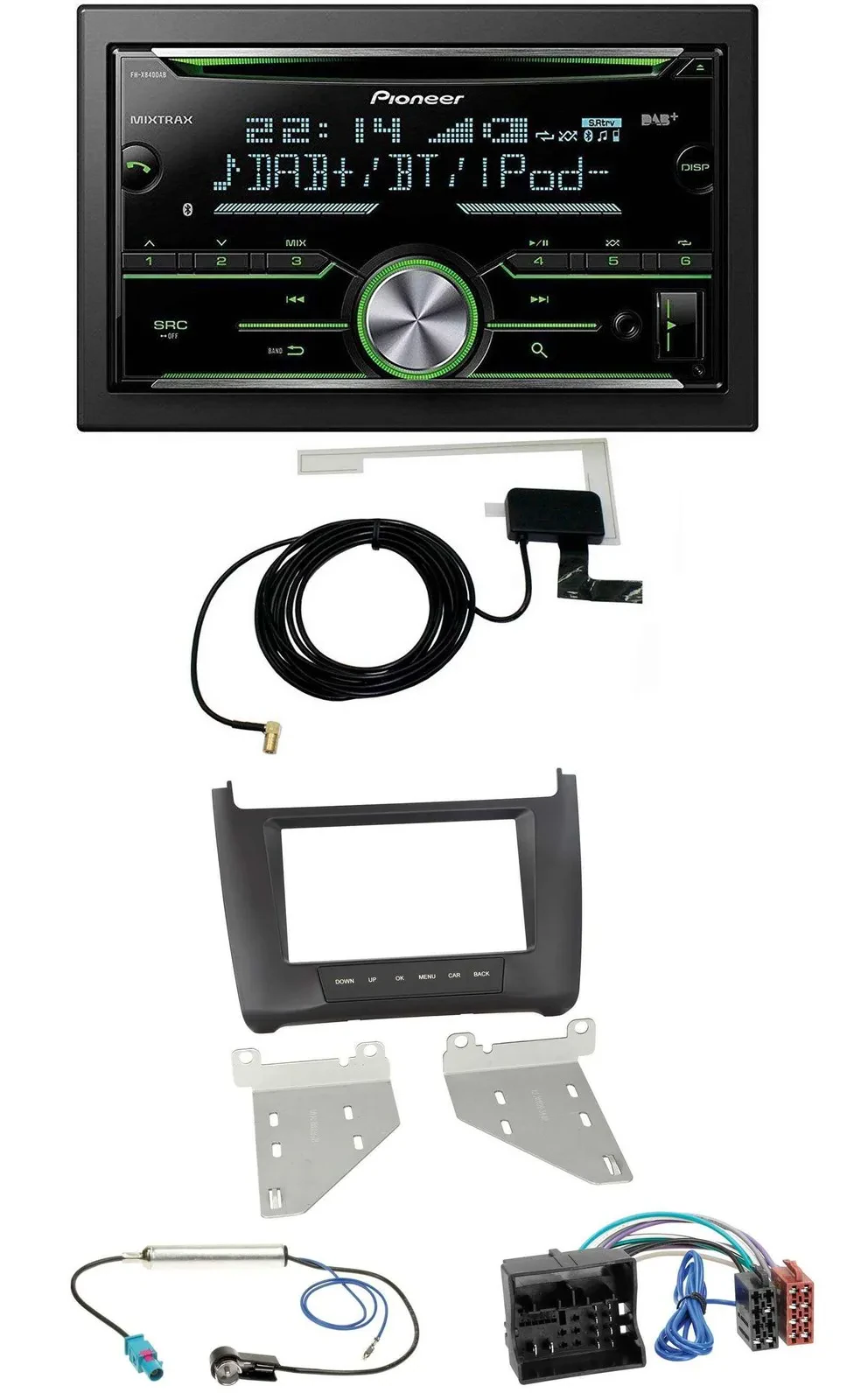 Pioneer CD USB MP3 Bluetooth 2DIN DAB Autoradio für VW Polo (ab 14) schwarz