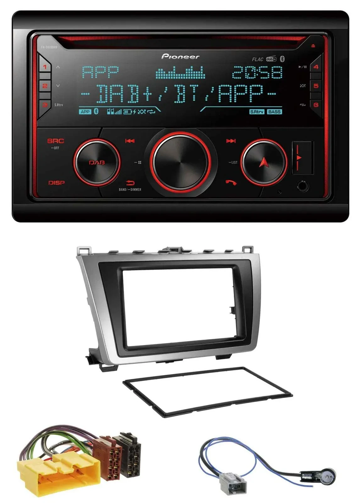 Автомагнитола для Mazda 6 (2008–2012) Pioneer 2DIN, DAB, MP3, Bluetooth, USB, CD, черно-серый