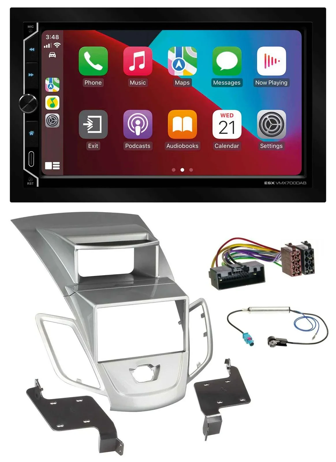 ESX 2DIN DAB USB MP3 Bluetooth Autoradio für Ford Fiesta 2010-17 Display silber