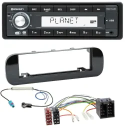 Continental MP3 AUX USB DAB 1DIN Autoradio für Fiat Panda (ab 2012) - glänzend