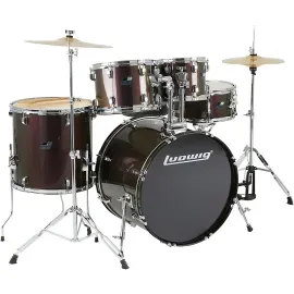 Ludwig BackBeat Complete 5-Piece Drum Set w/Hardware/Cymbals Metallic Purp Mist