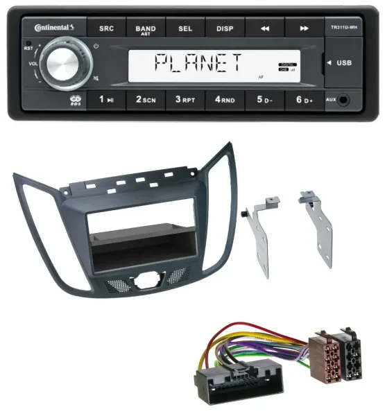 Continental USB MP3 AUX 1DIN Autoradio für Ford C-Max / Kuga - dunkelgrau