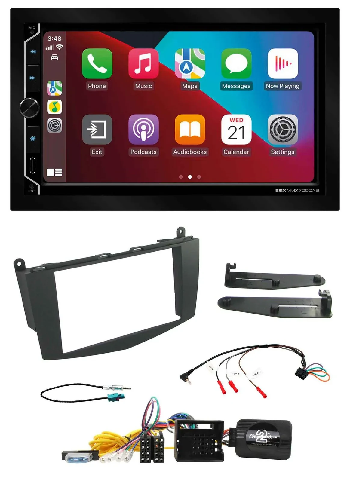 ESX 2DIN DAB USB Lenkrad Bluetooth Autoradio für Mercedes C-Klasse 07-11 W204 oh