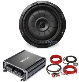 Kicker 43CVT102 COMPVT 10" 800W Shallow Car Subwoofer + Mono Amplifier + Amp Kit