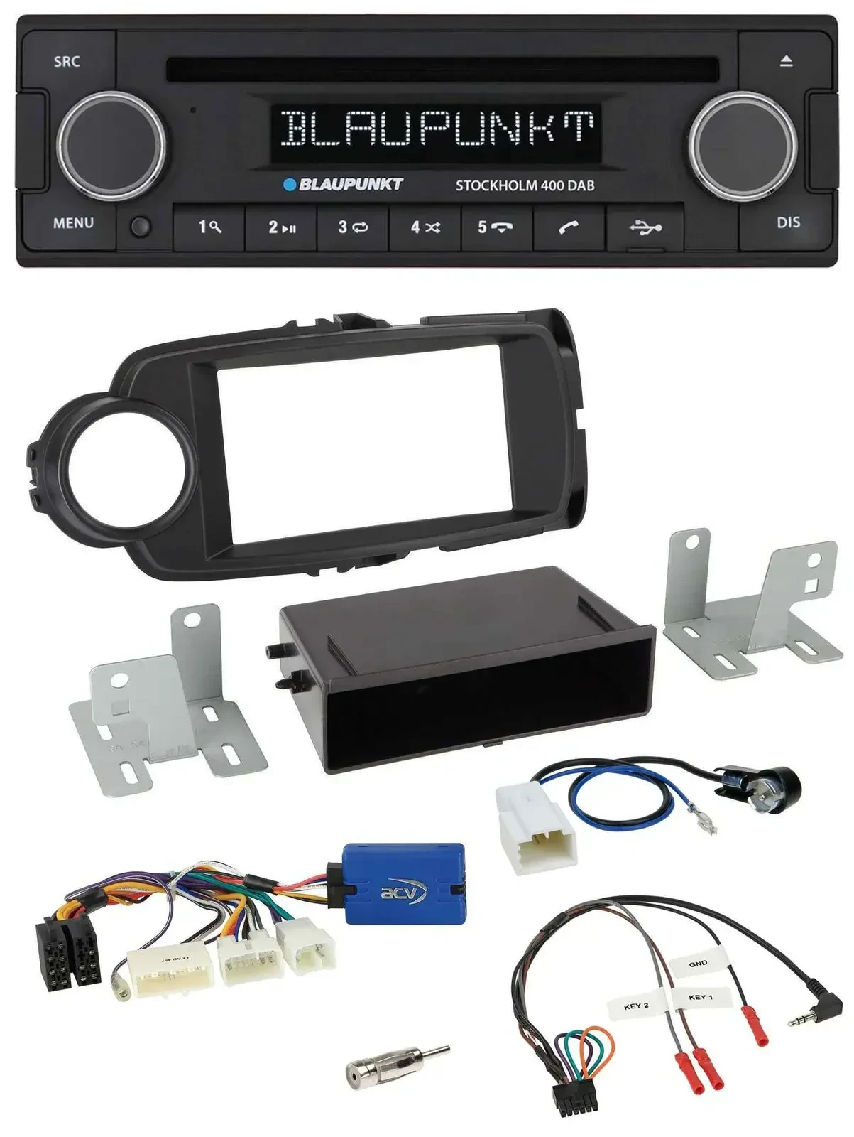 Автомагнитола Blaupunkt Bluetooth, DAB, CD, USB для Toyota Yaris (с 2014), черный