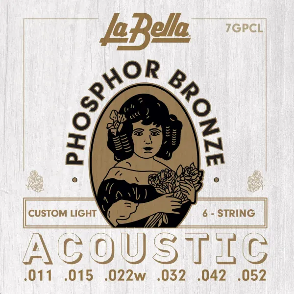 Струны для акустической гитары La Bella 7GPCL Phosphor Bronze Custom Light 11-52 (24 комплекта)