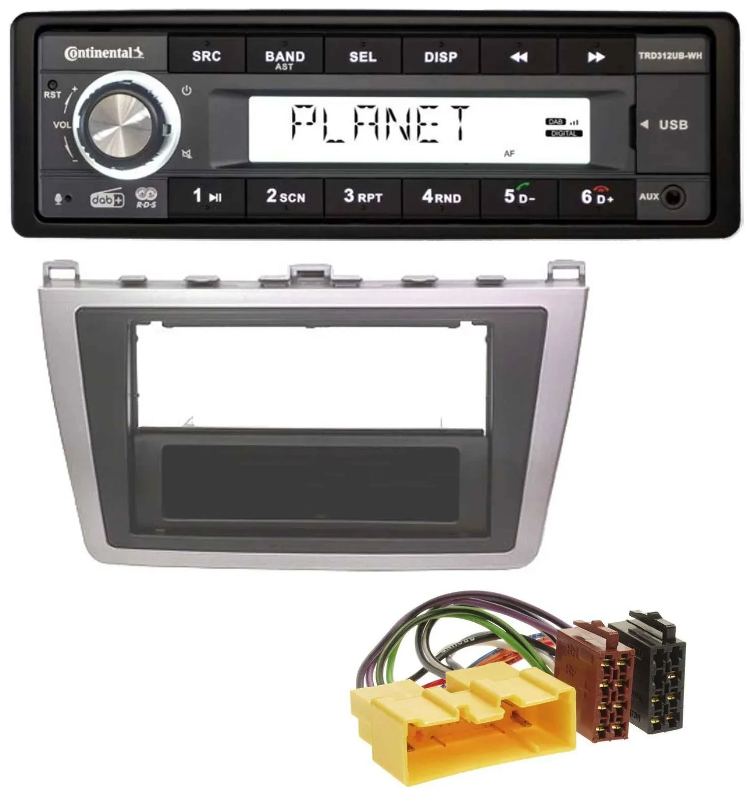Continental USB 1DIN AUX DAB MP3 Autoradio für Mazda 6 (08-12) silber schwarz