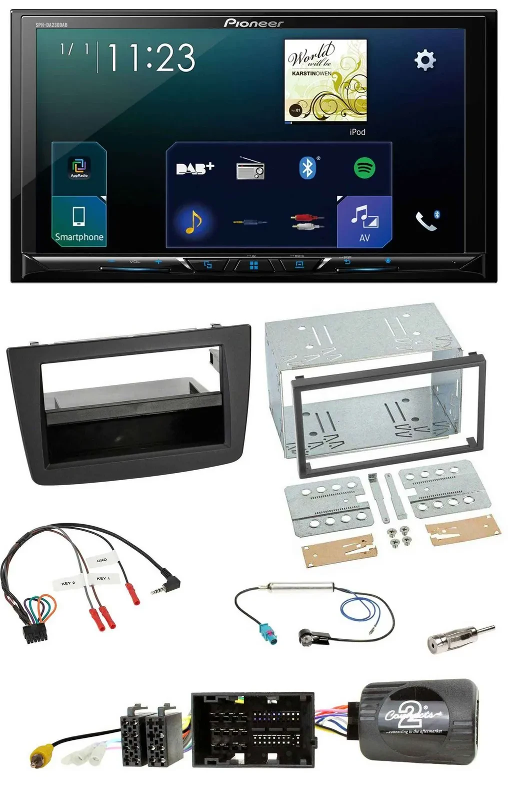 Pioneer Lenkrad Bluetooth USB 2DIN DAB Autoradio für Alfa Mito 14-18 schwarz