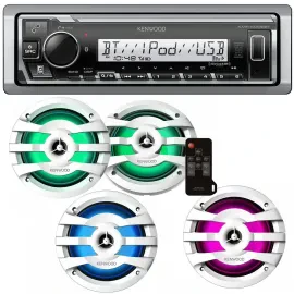 Автомагнитола для морского применения Kenwood KMR-M332BT с 4 x 6.5" морскими колонками (набор)