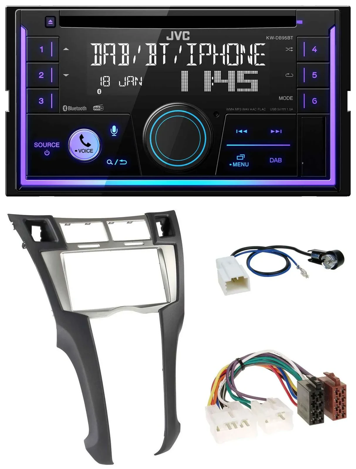 JVC MP3 USB 2DIN DAB Bluetooth CD Autoradio für Toyota Yaris (2007-2011)