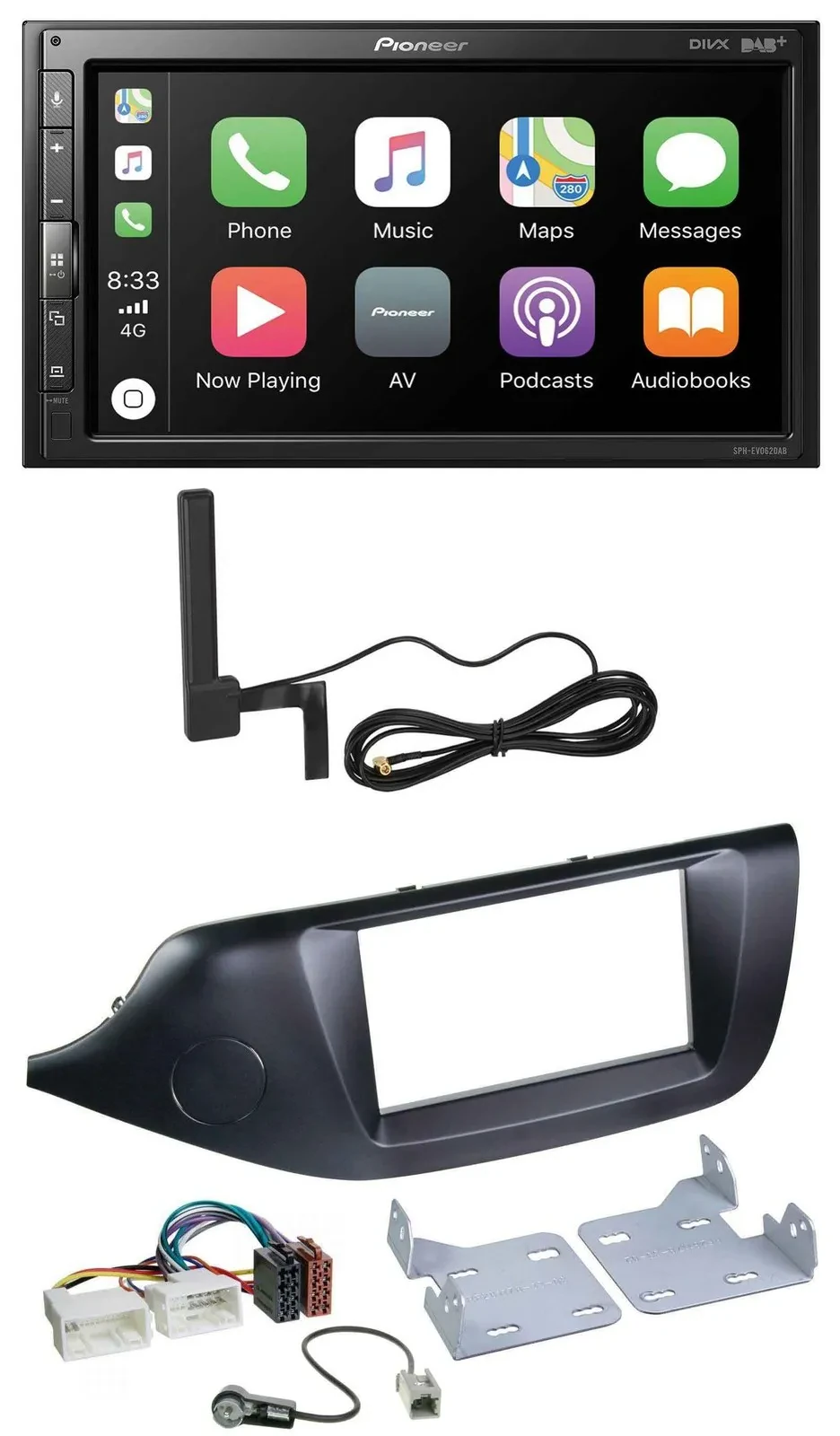 Автомагнитола для Kia Ceed Pioneer 2-DIN, USB, Bluetooth, DAB, MP3, черный