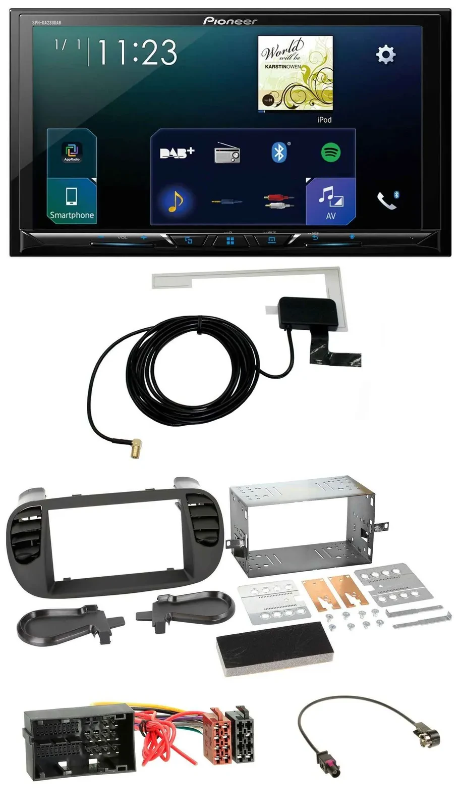 Автомагнитола Pioneer 2-DIN DAB USB MP3 Bluetooth для Fiat 500 (с 2012), soft touch